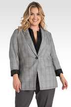 standards & practices plus size plaid oversized boyfriend blazer