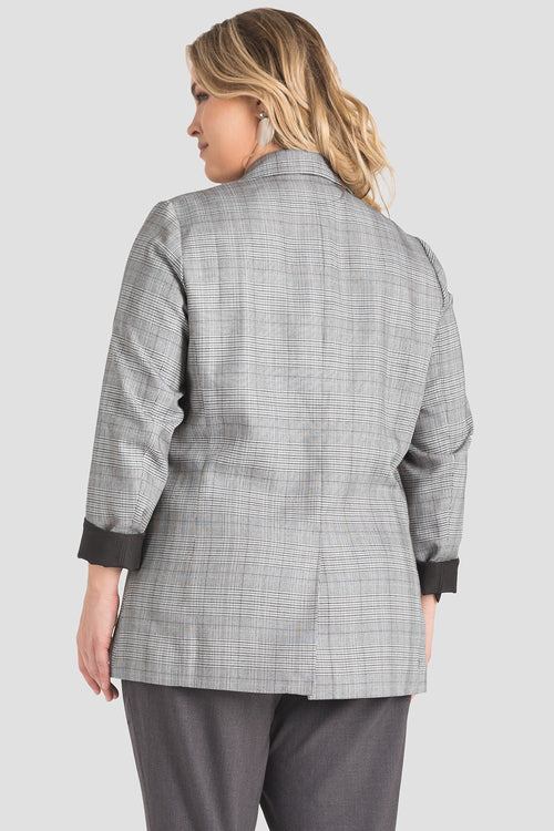 plus size plaid oversized single button boyfriend blazer
