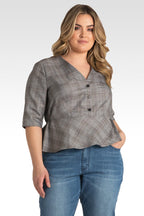 Plus Size Women's Black and White Plaid Peplum Jacket