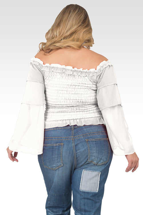 Plus Size Jessa Smocked Tiered Sleeve Top - Off-White-2