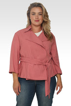 Plus Size Vanessa Cropped Quarter Sleeve Wrap Trench Jacket - Quartz Pink-1