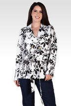 Midge Black & White Floral Print Wrap Blazer