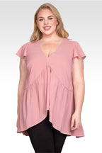 Plus Size High-Low Hem Tunic Blouse