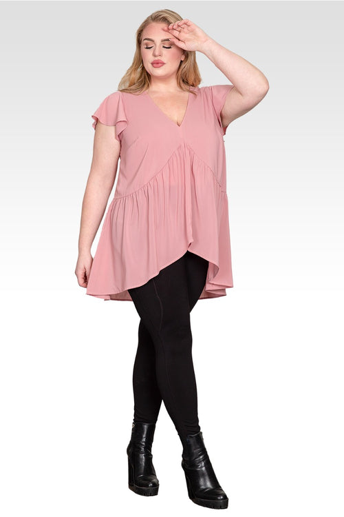 Plus Size High-Low Hem Tunic Blouse