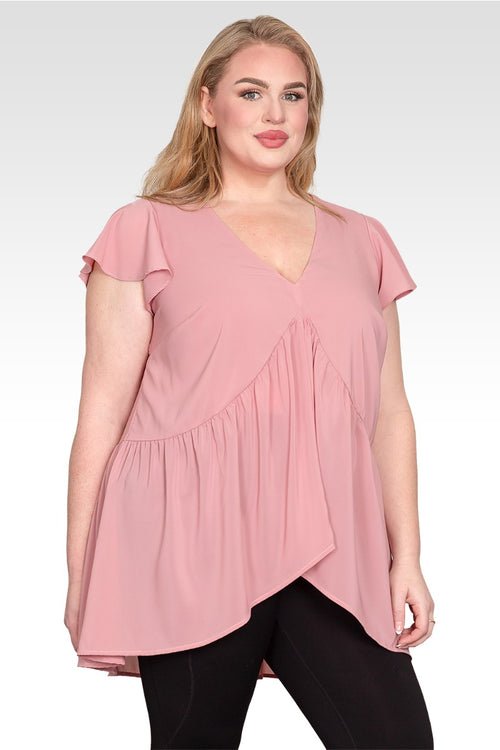 Plus Size High-Low Hem Tunic Blouse