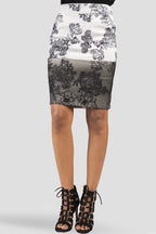 Women Black Floral Print Midi Skirt