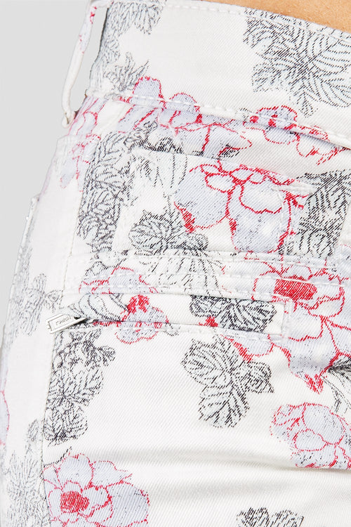Women White Floral Print Skinny Jeans