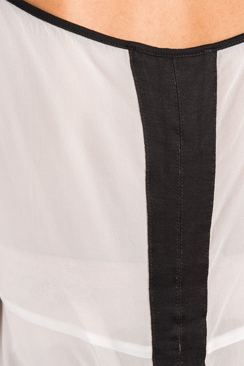 Silk Blouse w/ Black Trim Contrast