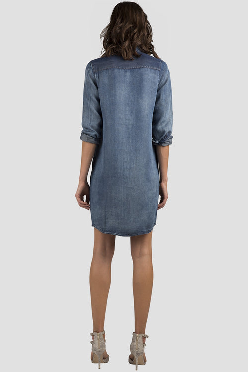 Women Chambray Long Sleeve Dress