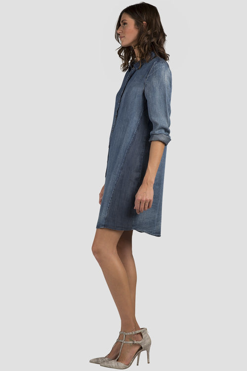 Women's Chambray Long Sleeve Shirt Dress