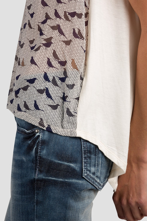 Bird Print Silk Sleeveless Top