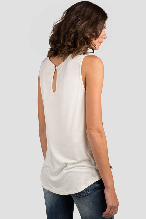 Bird Print Sheer Tank Top