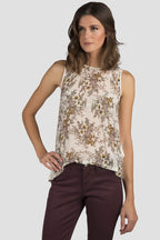 Women Vintage Daisy Printed Hi-Low Top