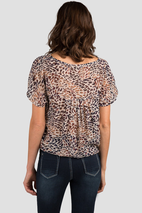 Women Printed Feather Silk Blouse