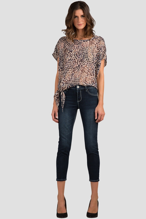 Women Printed Feather Side Tie Top