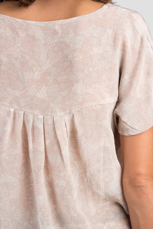 Ivory Printed Side Tie Top