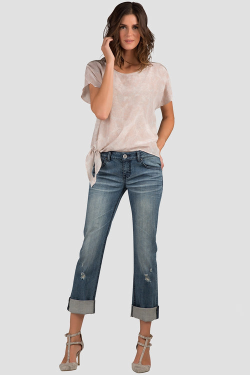 Women Ivory Printed Lace Slik Blouse