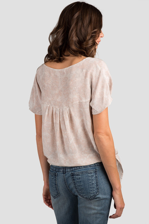 Women Ivory Printed Side Tie Top