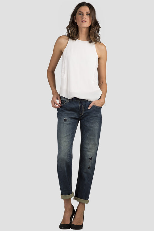 Women White Vegan Leather Tank Top