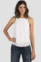 Women White Chiffon Boxy Tank Top