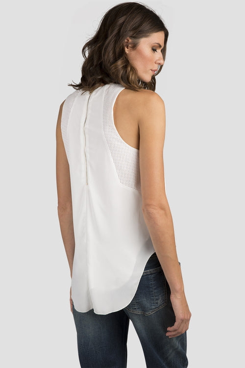 Women White Chiffon Sleeveless Top
