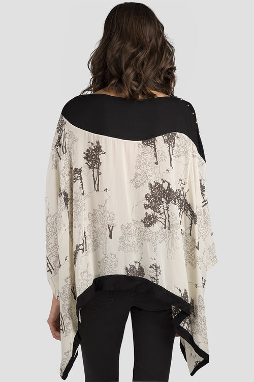 Women White Tree Printed Chiffon Blouse