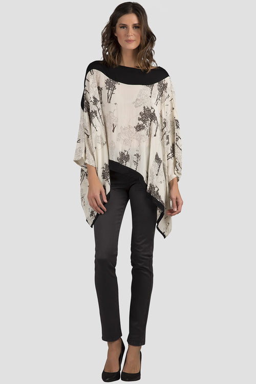 White Billowy Printed Silk Blouse