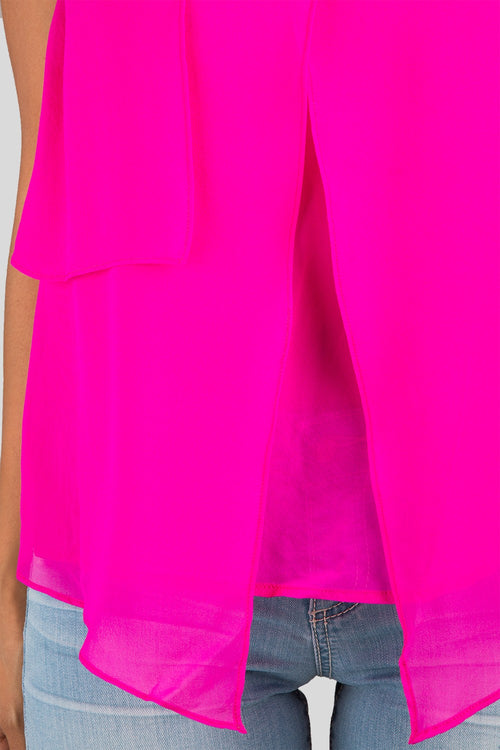 Women Pink Layered Silk Top