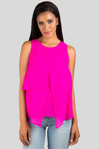 Women Pink Layered Chiffon Top