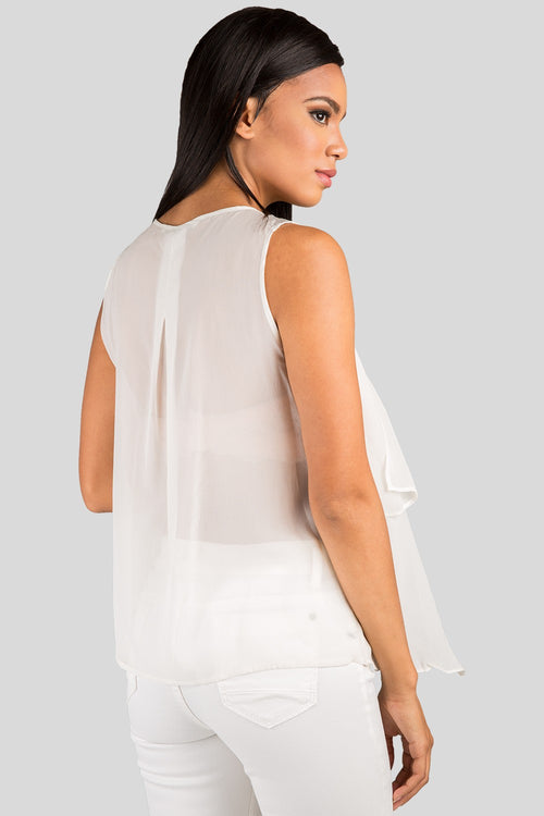 Ivory Layered Chiffon Top