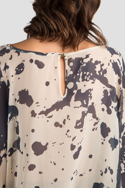 Women Splatter Print Sheer Blouse