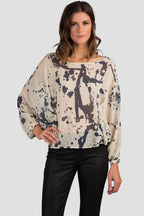 Women Splatter Print Silk Top