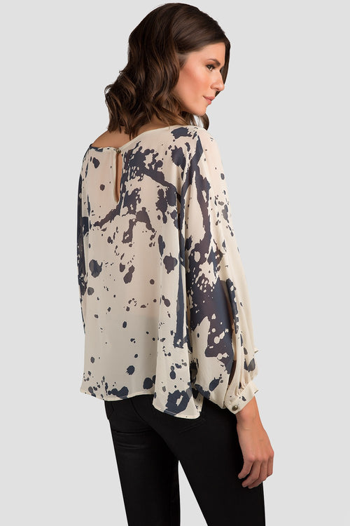 Women Splatter Print Sheer Blouse