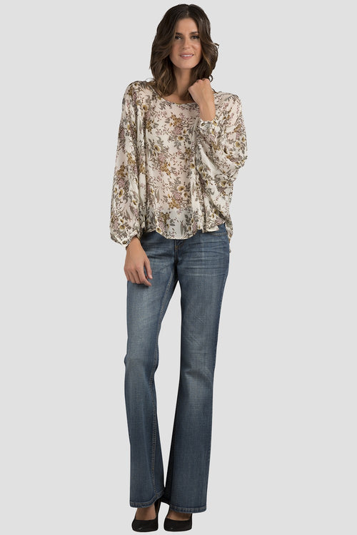 Women Daisy Print Silk Blouse