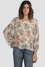 Vintage Floral Print Silk Blouse