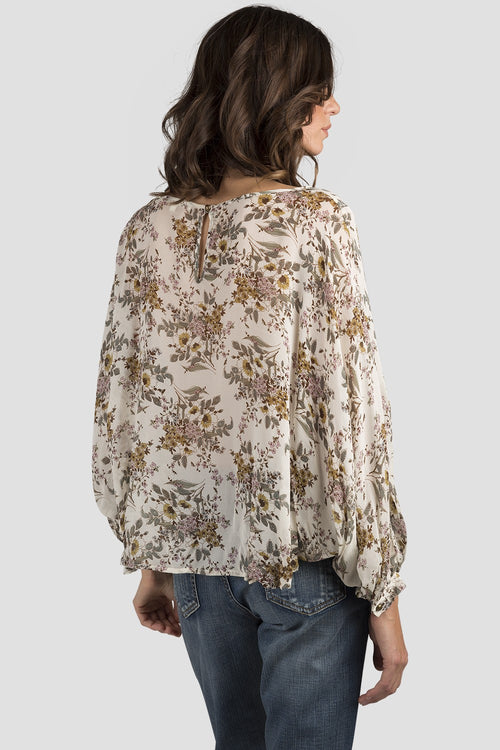 Vintage Daisy Print Silk Blouse