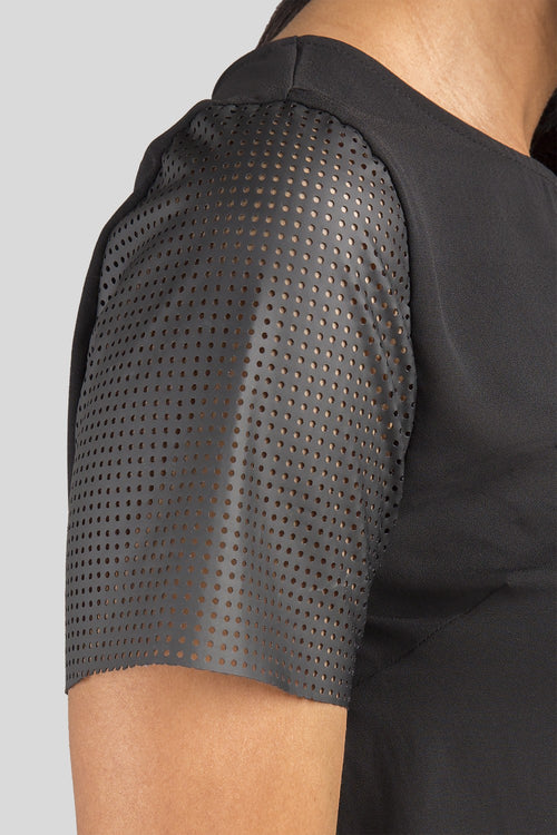 Women Black Chiffon Vegan Sleeve Top