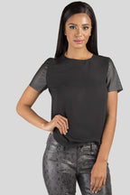 Women Black Chiffon Side Slit Shirt