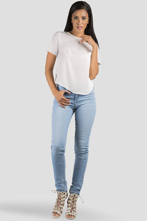 Women White Chiffon Slit Top