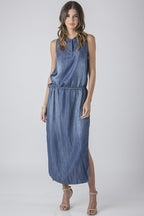 Women Indigo Tencel Maxi Dress