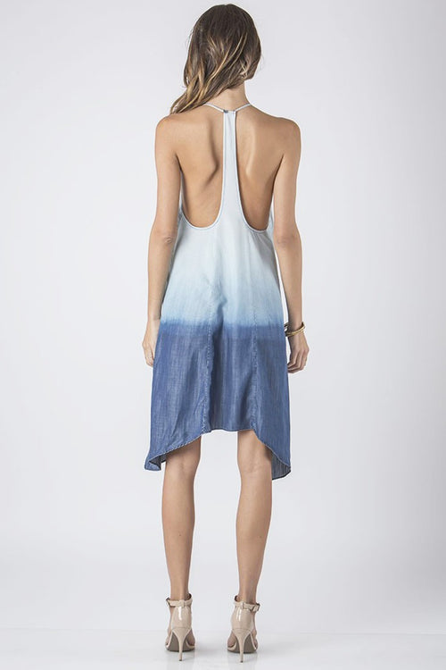 Women Indigo Tencel Dip Dye Midi Dress