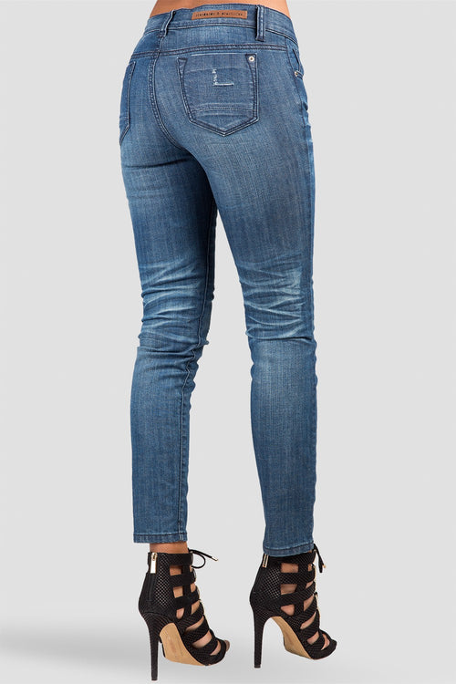 Women Indigo Destroyed Ankle Jeans