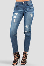Women Indigo Destroyed Denim Jeans