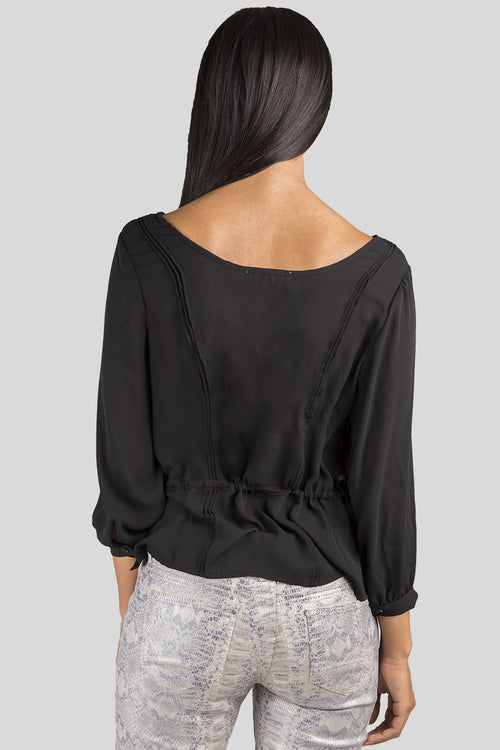 Women Black Chiffon Long Sleeve Top