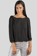 Women Black Chiffon Pull Over Top