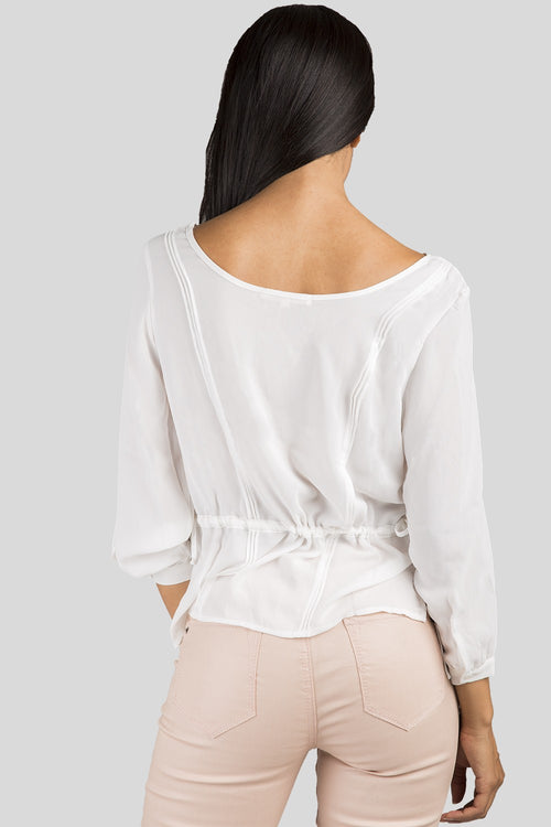 Women White Chiffon Long Sleeve Top