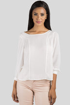 Women White Chiffon Pull Over Blouse