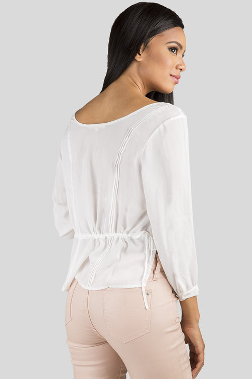 Women White Chiffon Boxy Blouse