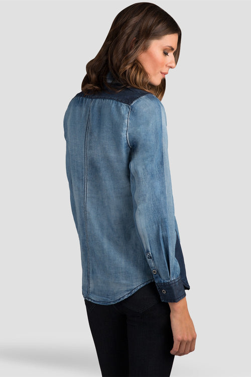 Chambray Denim Button Front Shirt