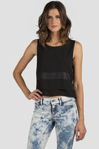 Black Vegan Leather Tank Top